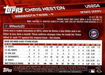 2017 Topps Update - Rainbow Foil #US204 Chris Heston Back