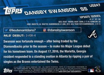 2017 Topps Update - Rainbow Foil #US247 Dansby Swanson Back