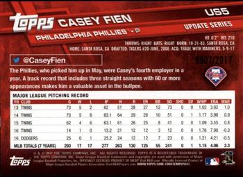 2017 Topps Update - Gold #US5 Casey Fien Back