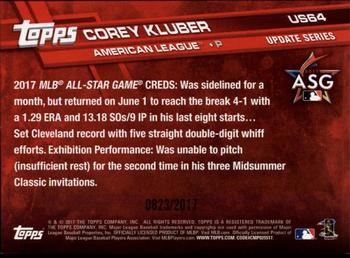 2017 Topps Update - Gold #US64 Corey Kluber Back