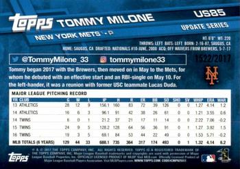 2017 Topps Update - Gold #US85 Tommy Milone Back