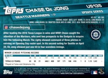 2017 Topps Update - Gold #US135 Chase De Jong Back