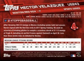 2017 Topps Update - Gold #US243 Hector Velazquez Back