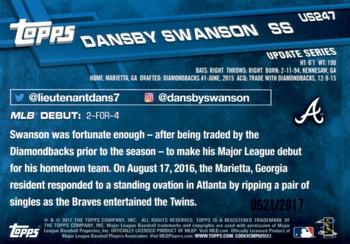 2017 Topps Update - Gold #US247 Dansby Swanson Back