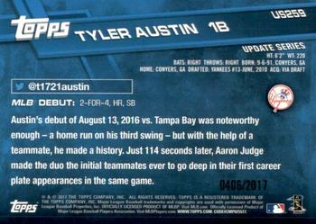 2017 Topps Update - Gold #US259 Tyler Austin Back
