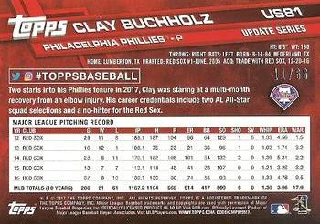 2017 Topps Update - Black #US81 Clay Buchholz Back
