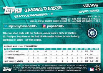 2017 Topps Update - Black #US149 James Pazos Back