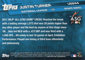 2017 Topps Update - Mother's Day Hot Pink #US244 Justin Turner Back