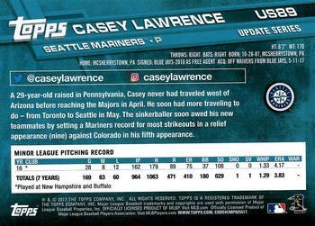 2017 Topps Update - Negative #US89 Casey Lawrence Back