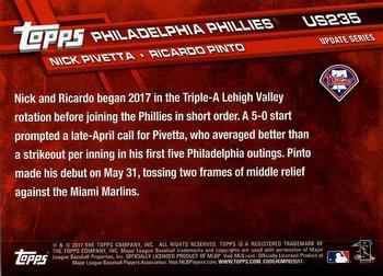 2017 Topps Update - Negative #US235 Nick Pivetta / Ricardo Pinto Back