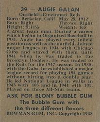 1948 Bowman #39 Augie Galan Back