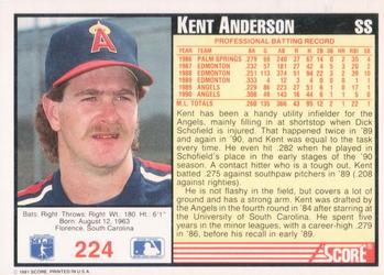 1991 Score #224 Kent Anderson Back