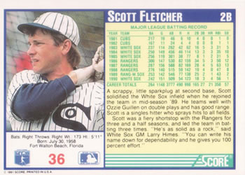 1991 Score #36 Scott Fletcher Back