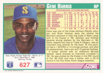 1991 Score #627 Gene Harris Back