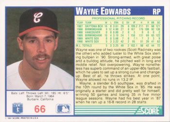 1991 Score #66 Wayne Edwards Back