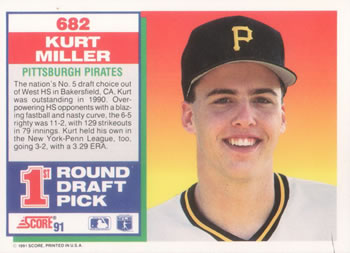 1991 Score #682 Kurt Miller Back