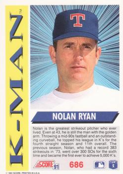 1991 Score #686 Nolan Ryan Back