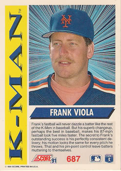 1991 Score #687 Frank Viola Back