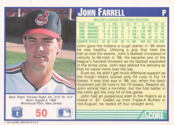 1991 Score #50 John Farrell Back