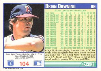 1991 Score #104 Brian Downing Back