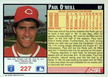 1991 Score #227 Paul O'Neill Back