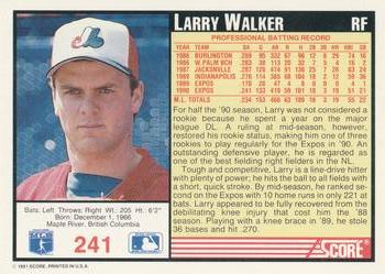 1991 Score #241 Larry Walker Back