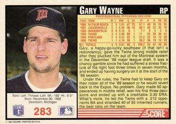 1991 Score #283 Gary Wayne Back