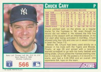 1991 Score #566 Chuck Cary Back