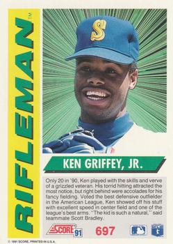 1991 Score #697 Ken Griffey, Jr. Back