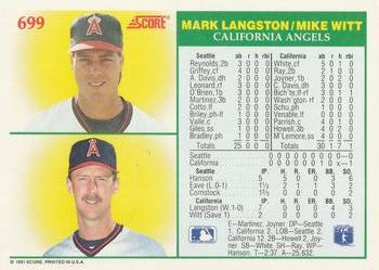 1991 Score #699 Mark Langston / Mike Witt Back
