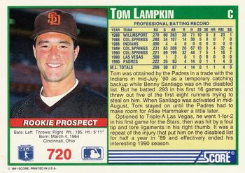 1991 Score #720 Tom Lampkin Back