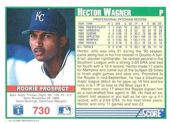 1991 Score #730 Hector Wagner Back