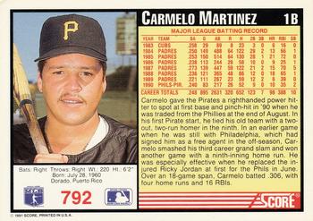 1991 Score #792 Carmelo Martinez Back
