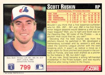 1991 Score #799 Scott Ruskin Back