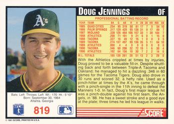 1991 Score #819 Doug Jennings Back