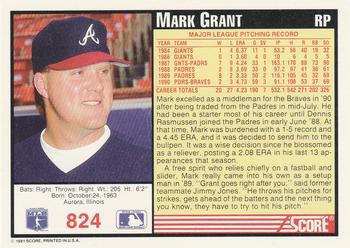 1991 Score #824 Mark Grant Back
