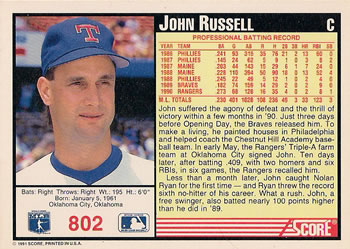 1991 Score #802 John Russell Back