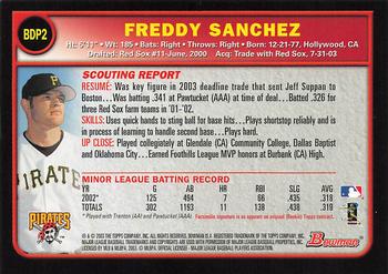 2003 Bowman Draft Picks & Prospects #BDP2 Freddy Sanchez Back