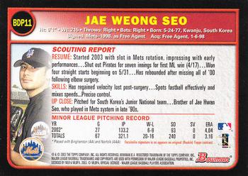 2003 Bowman Draft Picks & Prospects #BDP11 Jae Weong Seo Back