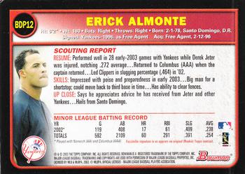 2003 Bowman Draft Picks & Prospects #BDP12 Erick Almonte Back