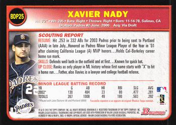 2003 Bowman Draft Picks & Prospects #BDP25 Xavier Nady Back