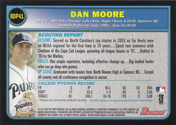 2003 Bowman Draft Picks & Prospects #BDP41 Dan Moore Back