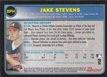 2003 Bowman Draft Picks & Prospects #BDP44 Jake Stevens Back
