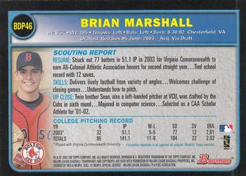 2003 Bowman Draft Picks & Prospects #BDP46 Brian Marshall Back