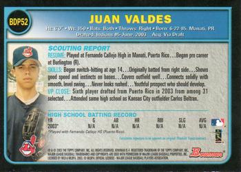 2003 Bowman Draft Picks & Prospects #BDP52 Juan Valdes Back