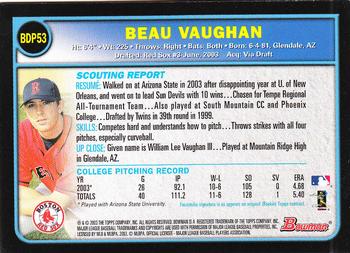 2003 Bowman Draft Picks & Prospects #BDP53 Beau Vaughan Back