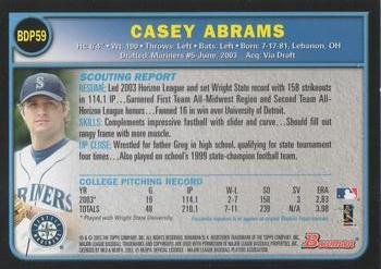 2003 Bowman Draft Picks & Prospects #BDP59 Casey Abrams Back