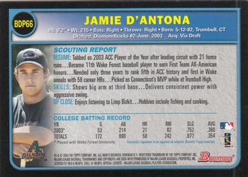 2003 Bowman Draft Picks & Prospects #BDP66 Jamie D'Antona Back