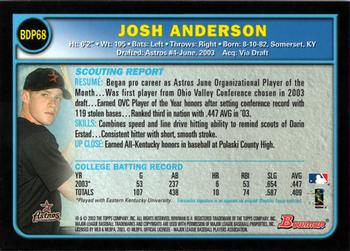 2003 Bowman Draft Picks & Prospects #BDP68 Josh Anderson Back