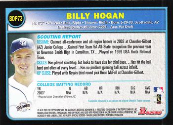 2003 Bowman Draft Picks & Prospects #BDP73 Billy Hogan Back